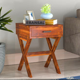 Prio Solid Sheesham Wood Side End Table (Natural Finish)